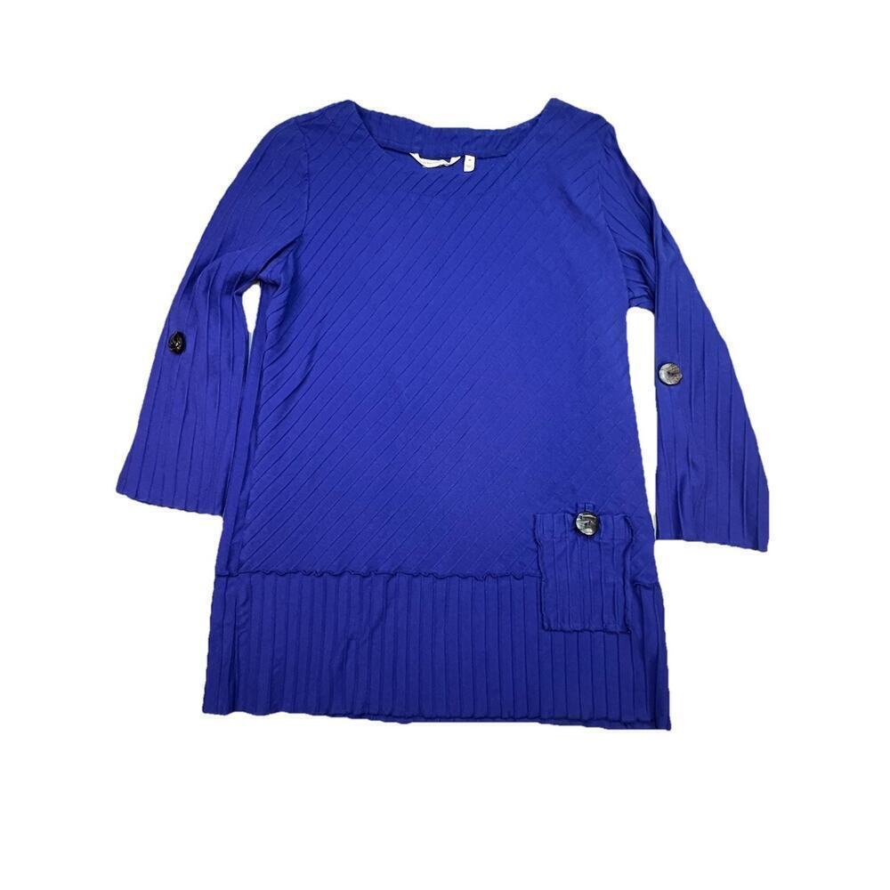 Soft Surroundings‎ Blue Ribbed Cotton Tunic Top Size M
